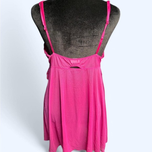 Felina Lingerie babydoll chemise pink black lace slip size M romantic Y2K - Picture 5 of 6